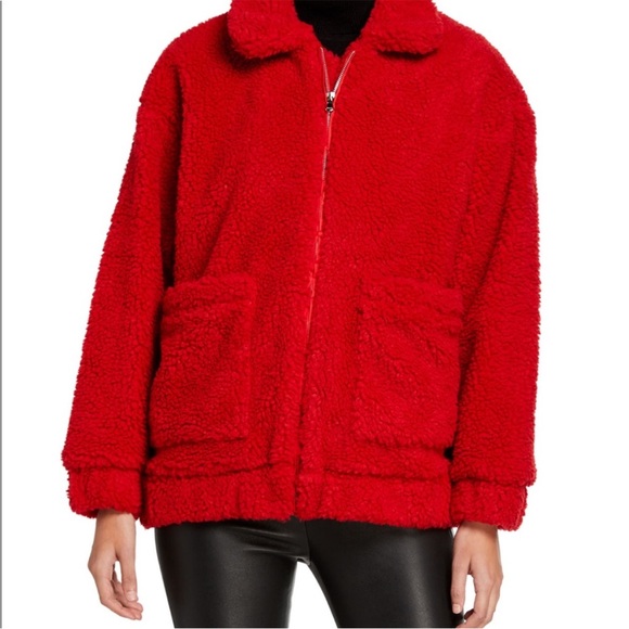 I.AM.GIA Red Pixie Teddy Coat - Picture 3 of 3